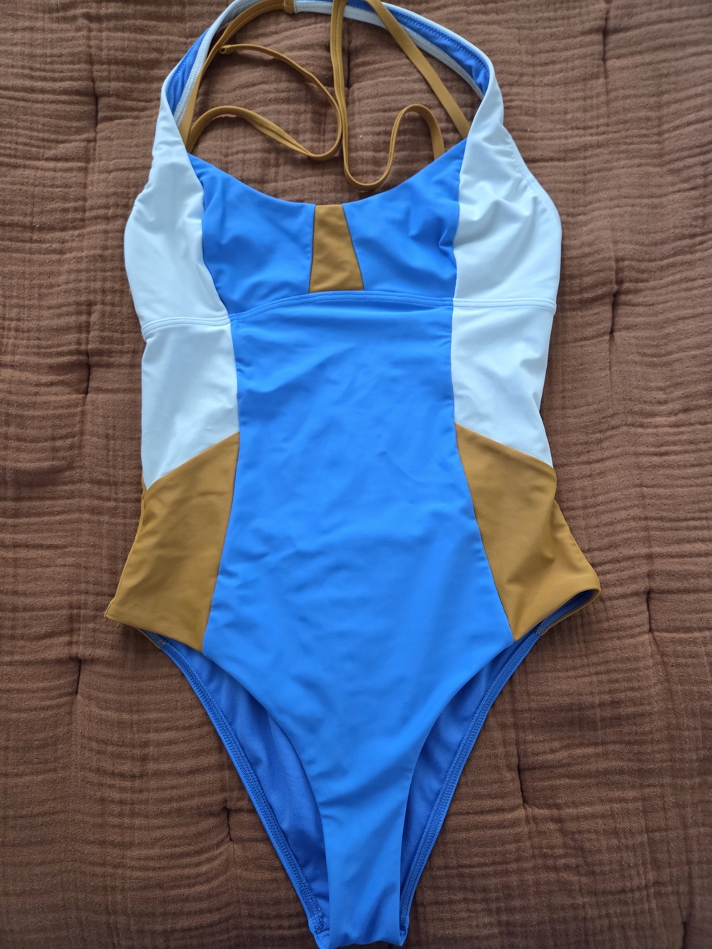 Prana Tulum One-Piece, Blue, White & Tan,XS